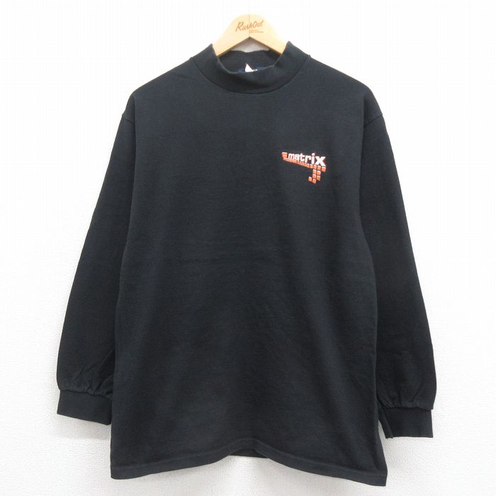 【中古】古着 長袖 ビンテージ ヴィンテージTシャツ メンズ 00年代 00s matrix コットン モックネック ハイネック 黒 ブラック Lサイズ 中古 | 春夏 春物 春服 秋冬 秋物 秋服 メンズファッション ロンT カットソー ロンティー ロングT ロングTシャツ ロングティ 5OF