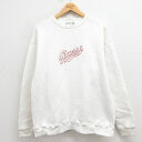 【中古】古着 ゲス GUESS 長袖スウェット メンズ 90年代 90s ビッグロゴ 刺繍 クルーネック 丸首 USA製 アメリカ製 白 ホワイト 【spe】 ...