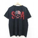 【中古】古着 半袖Tシャツ メンズ サンオブアナーキー サンズオブアナーキー クルーネック 丸首 黒 ブラック XLサイズ 中古 | 春夏 夏物 夏服 メンズファッション カットソー ティーシャツ ティシャツ メンズTシャツ 半袖Tシャツ 半袖ティーシャツ カジュアルTシ