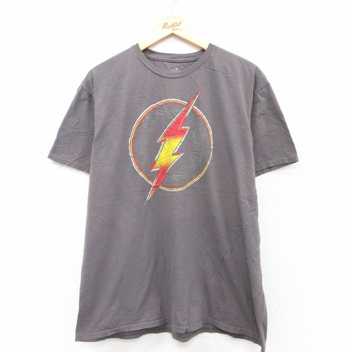 【中古】古着 半袖Tシャツ メンズ DCコミックス ザフラッシュ コットン クルーネック 丸首 グレー XLサイズ 中古 | 春夏 夏物 夏服 メンズファッション カットソー ティーシャツ ティシャツ メンズTシャツ 半袖Tシャツ 半袖ティーシャツ カジュアルTシャツ おしゃ