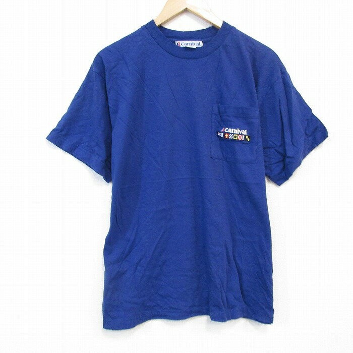 乐天商城 - 【中古】古着 半袖Tシャツ メンズ カーニバル コットン クルーネック 丸首 青 ブルー XLサイズ 中古 | 春夏 夏物 夏服 メンズファッション カットソー ティーシャツ ティシャツ メンズTシャツ 半袖Tシャツ 半袖ティーシャツ カジュアルTシャツ おしゃれ カジュア