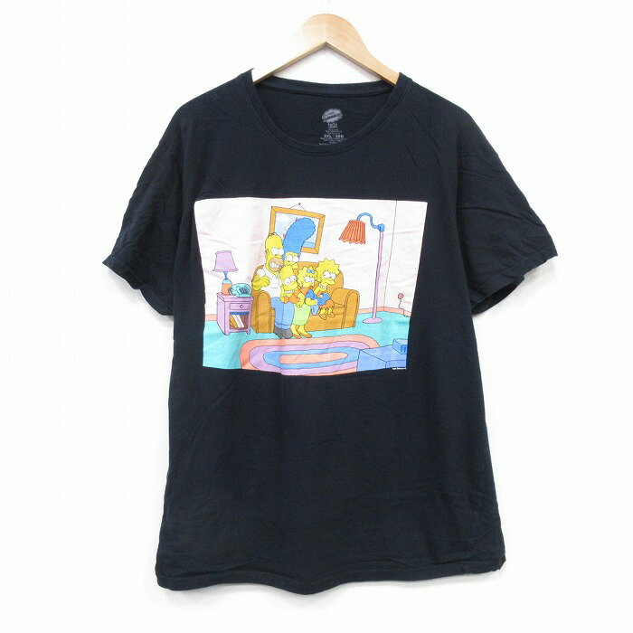 乐天商城 - 【中古】古着 半袖Tシャツ メンズ アニメ シンプソンズ 大きいサイズ 2L LL ビッグシルエット ゆったり ビッグサイズ オーバーサイズ コットン クルーネック 丸首 黒 ブラック 【spe】 XLサイズ 中古 | 春夏 夏物 夏服 メンズファッション カットソー ティーシャ