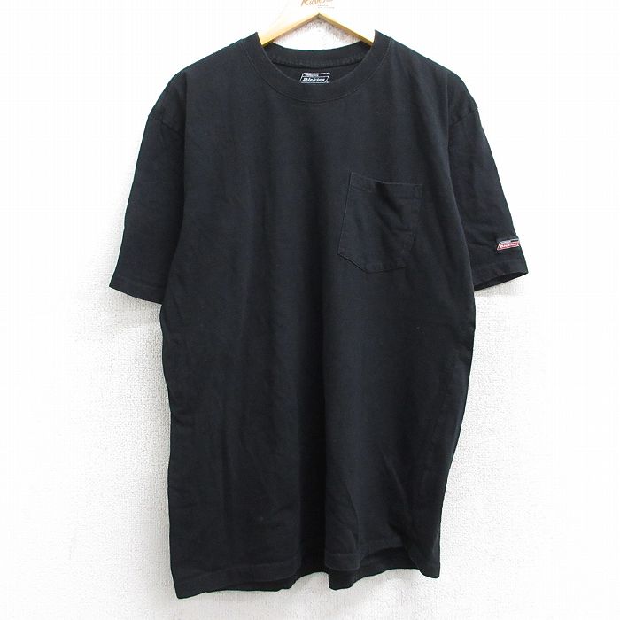【中古】古着 ディッキーズ Dickies 半袖 ブランドTシャツ メンズ 無地 胸ポケット付き コットン クルーネック 丸首 黒 ブラック XLサイズ 中古 | 春夏 夏物 夏服 メンズファッション カットソー ティーシャツ ティシャツ メンズTシャツ 半袖Tシャツ 半袖ティーシ 2OF