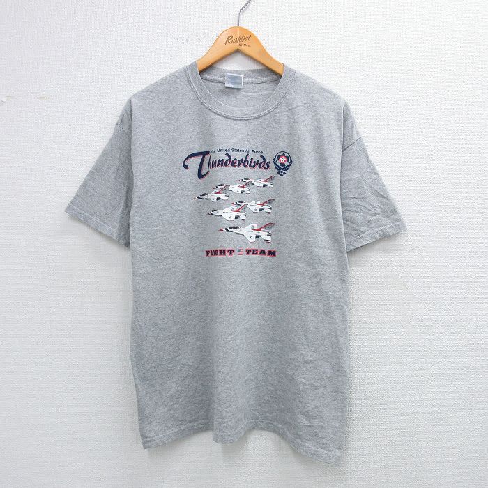 樂天商城 - 【中古】古着 半袖 ビンテージ ヴィンテージTシャツ メンズ 00年代 00s 戦闘機 ミリタリー USエアフォース クルーネック 丸首 グレー 霜降り Lサイズ 中古 | 春夏 夏物 夏服 ヴィンテージTシャツ メンズファッション カットソー ティーシャツ ティシャツ メンズT