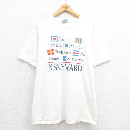 【中古】古着 半袖 ビンテージ ヴィンテージTシャツ メンズ 90年代 90s SKYWARD コットン クルーネック 丸首 USA製 アメリカ製 白 ホワイト XLサイズ 中古 | 春夏 夏物 夏服 ヴィンテージTシャツ メンズファッション カットソー ティーシャツ ティシャツ メンズT 【中古】古着 半袖 ビンテージ ヴィンテージTシャツ メンズ 90年代 90s SKYWARD コットン クルーネック 丸首 USA製 アメリカ製 白 ホワイト XLサイズ 中古 | 春夏 夏物 夏服 ヴィンテージTシャツ メンズファッション カットソー ティーシャツ ティシャツ メンズT