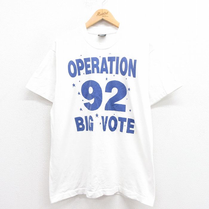 乐天商城 - 【中古】古着 スクリーンスターズ 半袖 ビンテージ ヴィンテージTシャツ メンズ 90年代 90s オペレーション クルーネック 丸首 USA製 アメリカ製 白 ホワイト Lサイズ 中古 | 春夏 夏物 夏服 ヴィンテージTシャツ メンズファッション カットソー ティーシャツ テ
