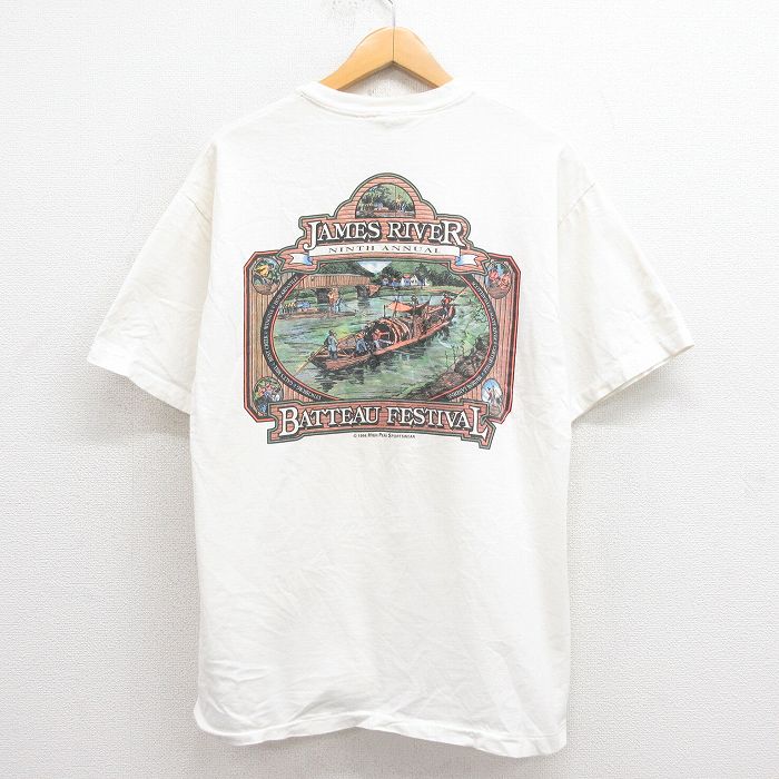 樂天商城 - 【中古】古着 ヘインズ Hanes 半袖 ビンテージ ヴィンテージTシャツ メンズ 90年代 90s SAMES コットン クルーネック 丸首 USA製 アメリカ製 白 ホワイト Lサイズ 中古 | 春夏 夏物 夏服 ヴィンテージTシャツ メンズファッション カットソー ティーシャツ ティシ