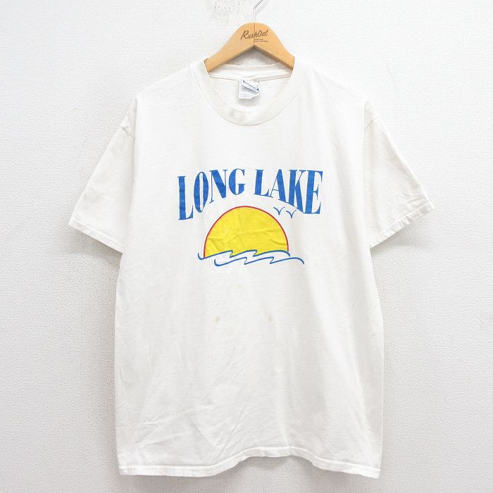 【中古】古着 ヘインズ Hanes 半袖 ビンテージ ヴィンテージTシャツ メンズ 00年代 00s LONG LAKE コットン クルーネック 丸首 白 ホワイト Lサイズ 中古 | 春夏 夏物 夏服 ヴィンテージTシャツ メンズファッション カットソー ティーシャツ ティシャツ メンズTシ 2OF