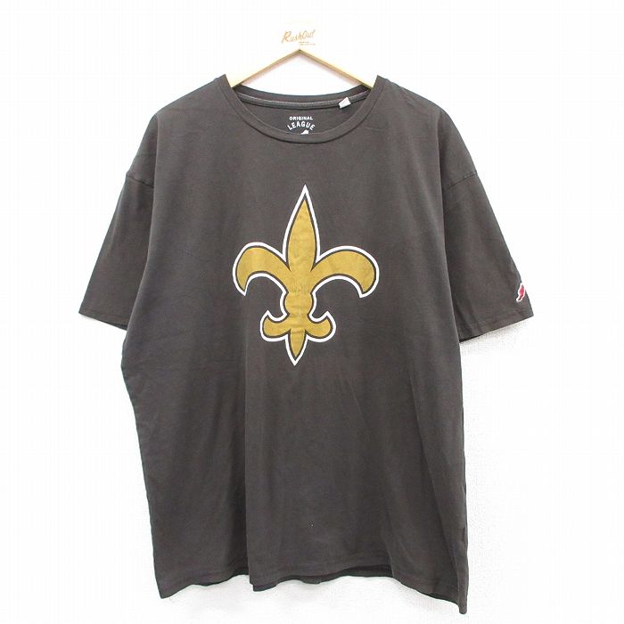 古着 半袖Tシャツ メンズ ユリの紋章 大きいサイズ 2L LL ビッグシルエット ゆったり ビッグサイズ オーバーサイズ コットン クルーネック 丸首 黒系 ブラック XLサイズ 中古 | 春夏 夏物 夏服 メンズファッション カットソー ティーシャツ ティシャツ メ 2OF