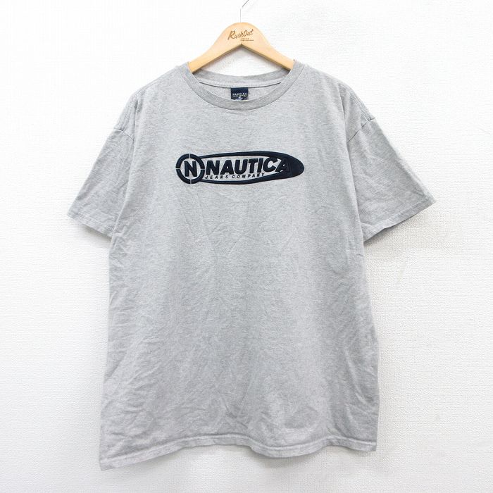 Spain （Clubs） - 【中古】ノーティカ NAUTICA 半袖Tシャツ メンズ XL ビッグロゴ グレー クルーネック アメカジ ストリート ブランド カジュアル 25aug25 5OF