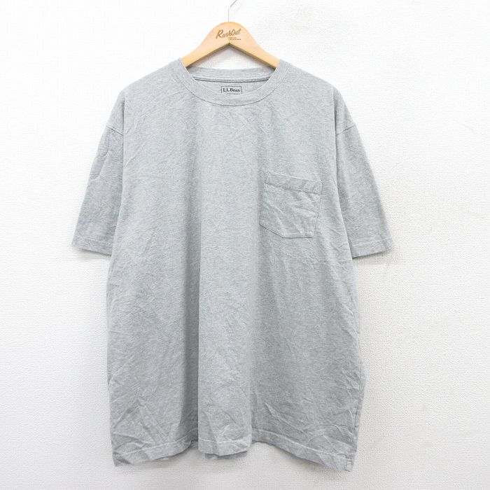 【中古】古着エルエルビーン 半袖 ブランドTシャツ メンズ 無地 胸ポケット付き 大きいサイズ 2L LL ビッグシルエット ゆったり ビッグサイズ オーバーサイズ コットン クルーネック 丸首 グレー XLサイズ 中古 | 春夏 夏物 夏服 メンズファッション カットソー