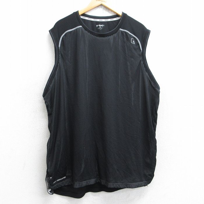 【中古】古着 ノースリーブTシャツ メンズ AND1 メッシュ地 大きいサイズ 2L LL ビッグシルエット ゆったり ビッグサイズ オーバーサイズ ロング丈 クルーネック 丸首 黒 ブラック XLサイズ 中古 春夏 夏物 夏服 メンズファッション カジュアル おしゃれ 2OF