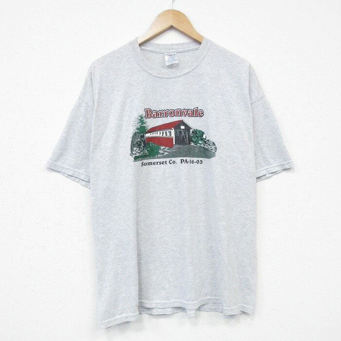 Rakuten - 【中古】古着 ジャージーズ 00s 半袖Tシャツ メンズ XLサイズ 薄グレー 霜降り クルーネック プリント アメカジ ストリート ビッグシルエット 25aug25 5OF