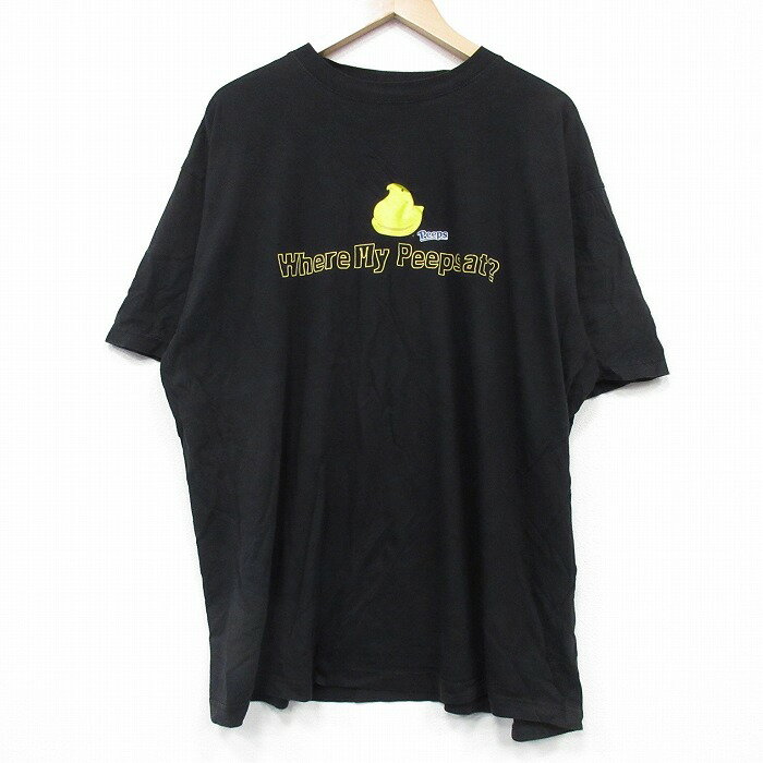 【中古】古着 半袖Tシャツ メンズ メッセージ 大きいサイズ 2L LL ビッグシルエット ゆったり ビッグサイズ オーバーサイズ コットン クルーネック 丸首 黒 ブラック XLサイズ 中古 | 春夏 夏物 夏服 メンズファッション カットソー ティーシャツ ティシャツ メン