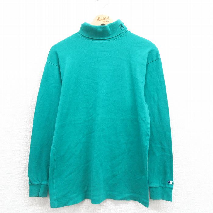 乐天商城 - 【中古】古着 チャンピオン champion 長袖 ビンテージ ヴィンテージTシャツ メンズ 90年代 90s H タートルネック ハイネック 青緑 Mサイズ 中古 | 春夏 春物 春服 秋冬 秋物 秋服 メンズファッション ロンT カットソー ロンティー ロングT ロングTシャツ ロングテ 5OF