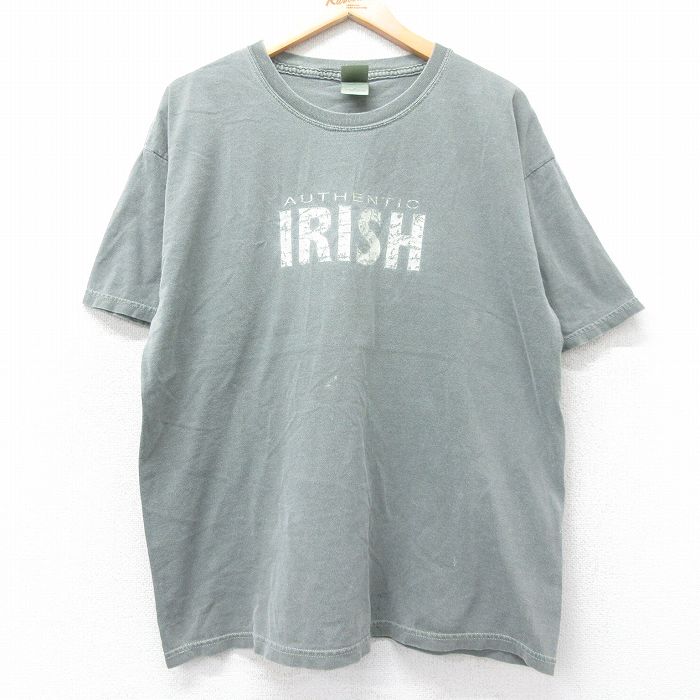 乐天商城 - 【中古】古着 00s Tシャツ メンズ XLサイズ IRISH 緑 コットン クルーネック ヴィンテージ 大きいサイズ ビッグシルエット アメカジ ストリート 半袖 00年代 25aug27 5OF