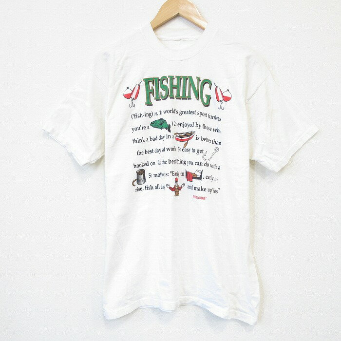 Rakuten - 【中古】古着 00s ヴィンテージTシャツ メンズ 半袖 フィッシング クルーネック 白 ホワイト XLサイズ カットソー アメカジ ストリート カジュアル きれいめ レトロ オールド 5OF