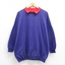 【中古】古着 長袖 ハーフジップスウェット メンズ 80年代 80s 無地 USA製 アメリカ製 紫 パープル XLサイズ 中古 スエット トレーナー トップス...