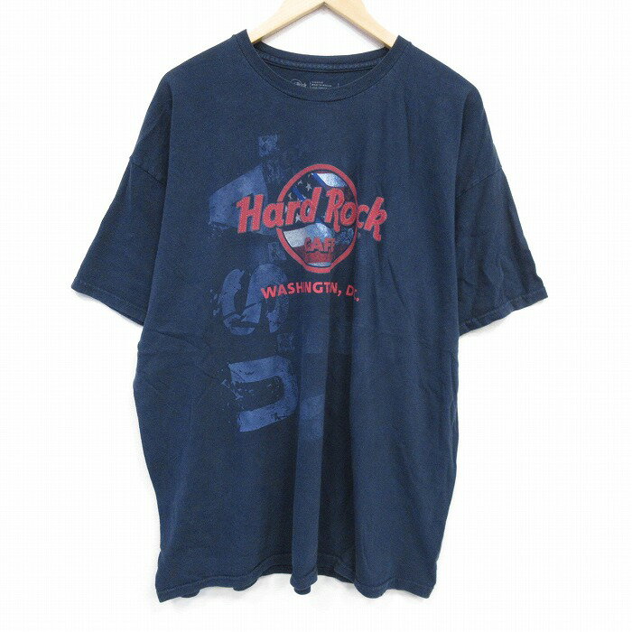 【中古】古着 半袖Tシャツ メンズ ハードロックカフェ 大きいサイズ 2L LL ビッグシルエット ゆったり ビッグサイズ オーバーサイズ コットン クルーネック 丸首 黒 ブラック XLサイズ 中古 | 春夏 夏物 夏服 メンズファッション カットソー ティーシャツ ティシ
