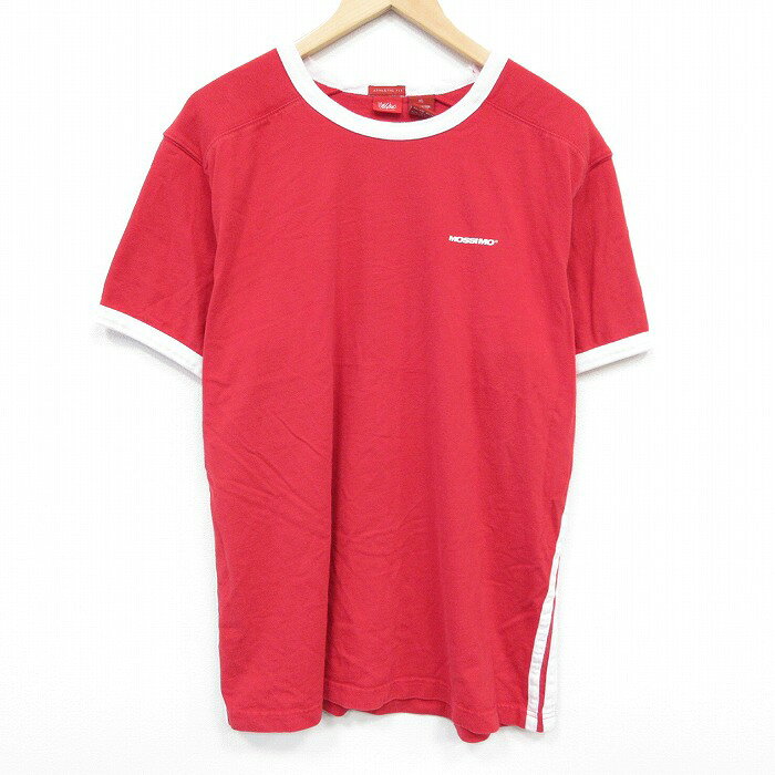 【中古】古着 半袖Tシャツ メンズ ワンポイントロゴ 大きいサイズ 2L LL ビッグシルエット ゆったり ビッグサイズ オーバーサイズ コットン クルーネック 丸首 赤 レッド XLサイズ 中古 | 春夏 夏物 夏服 メンズファッション カットソー ティーシャツ ティシャツ 2OF