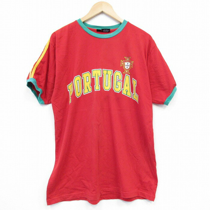 【中古】古着 半袖Tシャツ メンズ サッカー ポルトガル代表 コットン クルーネック 丸首 赤 レッド XLサイズ 中古 | 春夏 夏物 夏服 メンズファッション カットソー ティーシャツ ティシャツ メンズTシャツ 半袖Tシャツ 半袖ティーシャツ カジュアルTシャツ おし 2OF