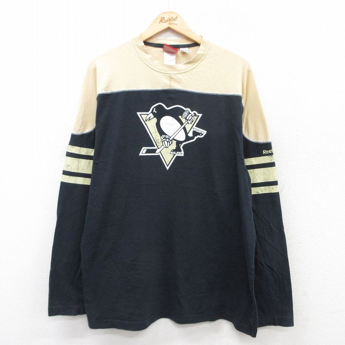 Rakuten - 【中古】リーボック 00s NHL ピッツバーグペンギンズ 長袖Tシャツ メンズ XL 黒 コットン クルーネック アイスホッケー ビッグシルエット アメカジ ストリート 25aug28