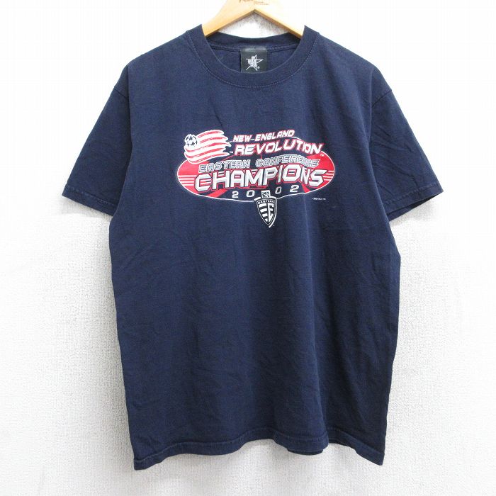 【中古】古着 半袖 ビンテージ ヴィンテージTシャツ メンズ 00年代 00s ニューイングランドレボリューション サッカー コットン クルーネック 丸首 紺 ネイビー Lサイズ 中古 | 春夏 夏物 夏服 ヴィンテージTシャツ メンズファッション カットソー ティーシャツ(4.0)