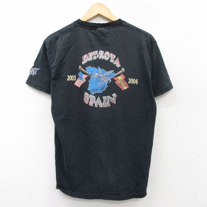 乐天商城 - 【中古】古着 ヘインズ Hanes 半袖 ビンテージ ヴィンテージTシャツ メンズ 00年代 00s ミリタリー DET ROTA ボロ コットン クルーネック 丸首 黒 ブラック Mサイズ 中古 | 春夏 夏物 夏服 ヴィンテージTシャツ メンズファッション カットソー ティーシャツ ティ