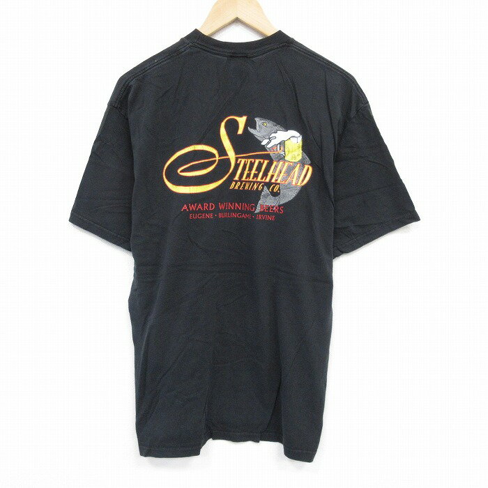 【中古】古着 ジャージーズ 半袖 ビンテージ ヴィンテージTシャツ メンズ 90年代 90s ビール コットン クルーネック 丸首 黒 ブラック XLサイズ 中古 | 春夏 夏物 夏服 ヴィンテージTシャツ メンズファッション カットソー ティーシャツ ティシャツ メンズTシャツ