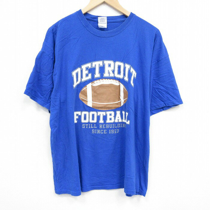 Rakuten - 【中古】古着 フットボール Tシャツ メンズ XLサイズ 00s 00年代 半袖 クルーネック 青 コットン アメカジ ストリート ビッグシルエット 25aug28