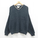 【中古】古着 エディーバウアー 長袖 セーター メンズ 00年代 00s Vネック USA製 アメリカ製 グレー 【spe】 XLサイズ 中古 ニット トップス...