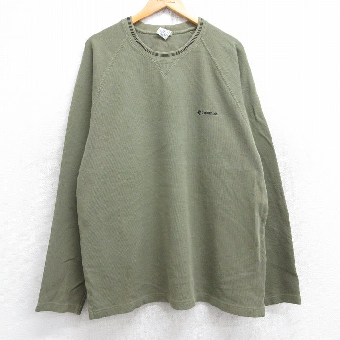【中古】古着 コロンビア COLUMBIA 長袖 ビンテージ ヴィンテージTシャツ メンズ 00年代 00s ワンポイントロゴ ラグラン 大きいサイズ 2L LL ビッグシルエット ゆったり ビッグサイズ オーバーサイズ コットン クルーネック 丸首 濃緑 グリーン XLサイズ 中古 |