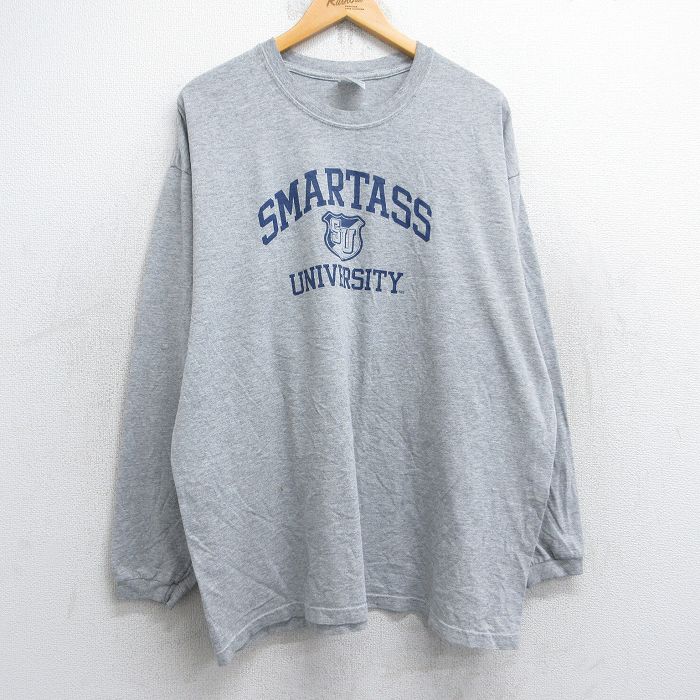 【中古】古着 ジャージーズ 長袖 ビンテージ ヴィンテージTシャツ メンズ 00年代 00s SMARTASS 大学 大きいサイズ 2L LL ビッグシルエット ゆったり ビッグサイズ オーバーサイズ クルーネック 丸首 グレー 霜降り XLサイズ 中古 | 春夏 春物 春服 秋冬 秋物 秋服 2OF