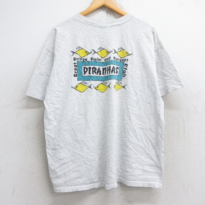 【中古】古着 ヘインズ Hanes 半袖 ビンテージ ヴィンテージTシャツ メンズ 00年代 00s ピラニア 魚 胸ポケット付き クルーネック 丸首 薄グレー 霜降り XLサイズ 中古 | 春夏 夏物 夏服 ヴィンテージTシャツ メンズファッション カットソー ティーシャツ ティシのサムネイル