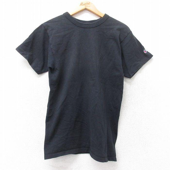 乐天商城 - 【中古】古着 チャンピオン champion 半袖 ビンテージ ヴィンテージTシャツ メンズ 90年代 90s 無地 コットン クルーネック 丸首 USA製 アメリカ製 黒 ブラック 【spe】 Sサイズ 小さいサイズ 中古 | 春夏 夏物 夏服 ヴィンテージTシャツ メンズファッション カッ