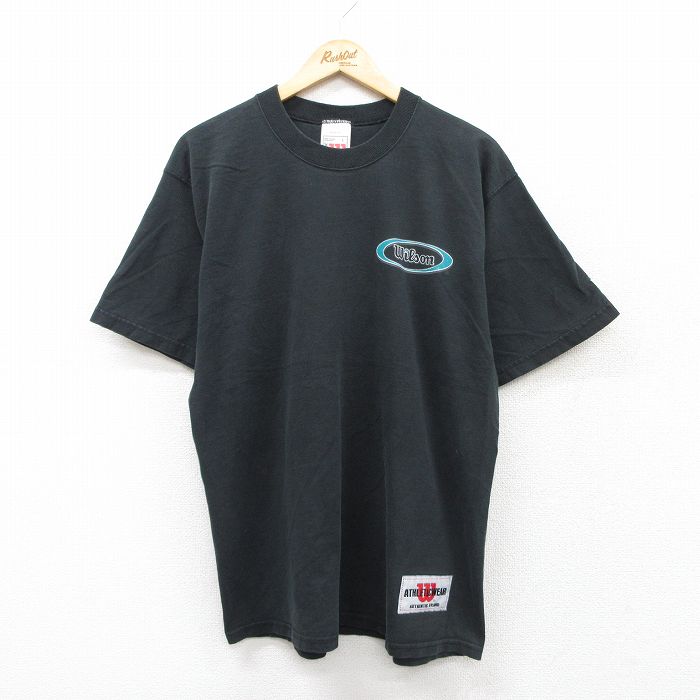 乐天商城 - 【中古】古着 ウィルソン 半袖 ビンテージ ヴィンテージTシャツ メンズ 90年代 90s ワンポイントロゴ コットン クルーネック 丸首 USA製 アメリカ製 黒 ブラック Lサイズ 中古 | 春夏 夏物 夏服 ヴィンテージTシャツ メンズファッション カットソー ティーシャツ