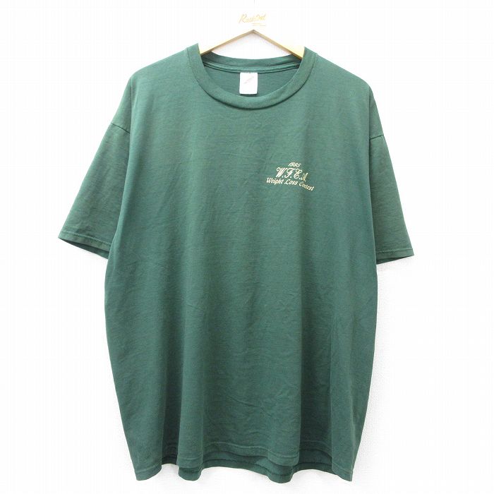 【中古】古着 ジャージーズ 90s 半袖Tシャツ メンズ XLサイズ 緑 USA製 クルーネック ヴィンテージ WFGA プリント アメカジ ストリート ビッグシルエット カジュアル 25sep02