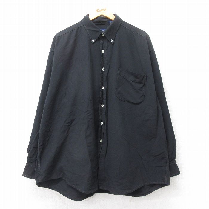 乐天商城 - 【中古】古着 ギャップ GAP 長袖 ブランドシャツ メンズ 90年代 90s 大きいサイズ 2L LL ビッグシルエット ゆったり ビッグサイズ オーバーサイズ コットン ボタンダウン カナダ製 黒 ブラック 【spe】 XLサイズ 中古 トップス | 春夏 春物 春服 秋冬 秋物 秋服