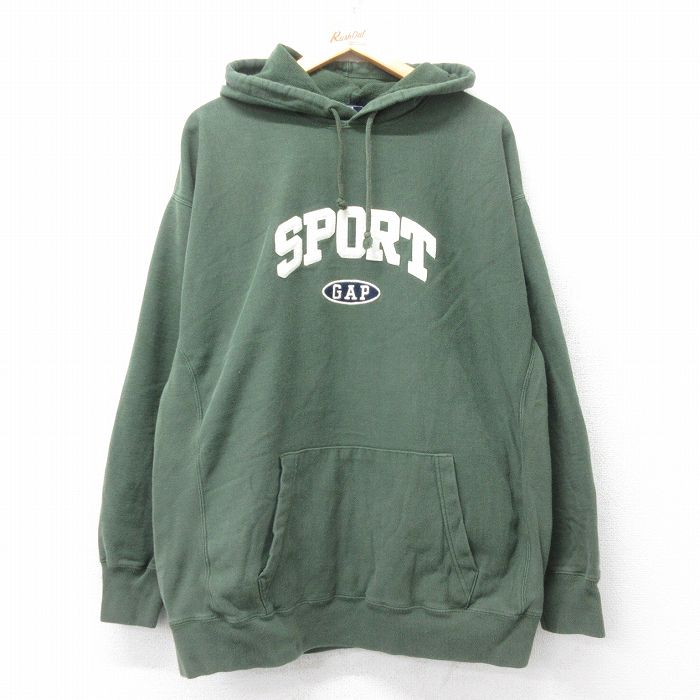 Rakuten - 【中古】古着 ギャップ GAP 長袖スウェットパーカー メンズ 00年代 00s ワンポイントロゴ SPORT 緑 グリーン 【spe】 XLサイズ 中古 スエット トレーナー トップス | 春夏 春物 春服 秋冬 秋物 秋服 メンズファッション カジュアル おしゃれ ファッション
