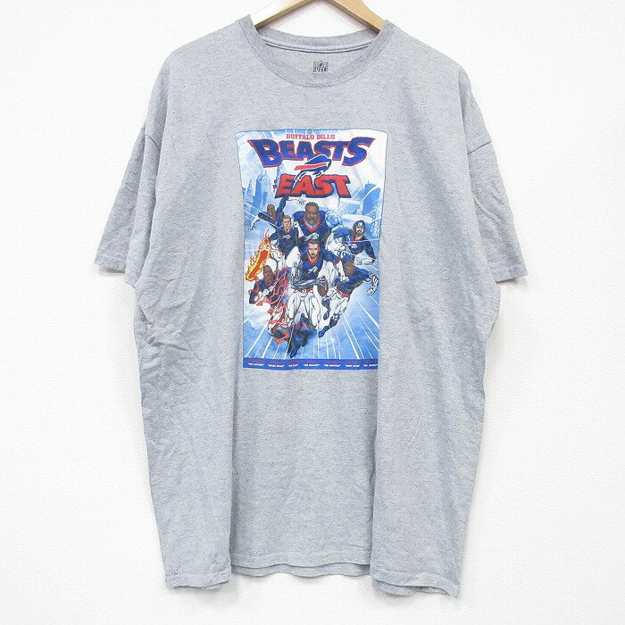 Long-Sleeved - 【中古】古着 NFL バッファロービルズ 半袖Tシャツ メンズ XLサイズ グレー 霜降り クルーネック アメフト スーパーボウル アメカジ スポーツTシャツ 25sep03 5OF