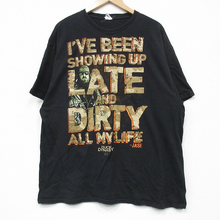 【中古】古着 半袖Tシャツ メンズ ダックダイナスティ 大きいサイズ 2L LL ビッグシルエット ゆったり ビッグサイズ オーバーサイズ コットン クルーネック 丸首 黒 ブラック XLサイズ 中古 | 春夏 夏物 夏服 メンズファッション カットソー ティーシャツ ティシ