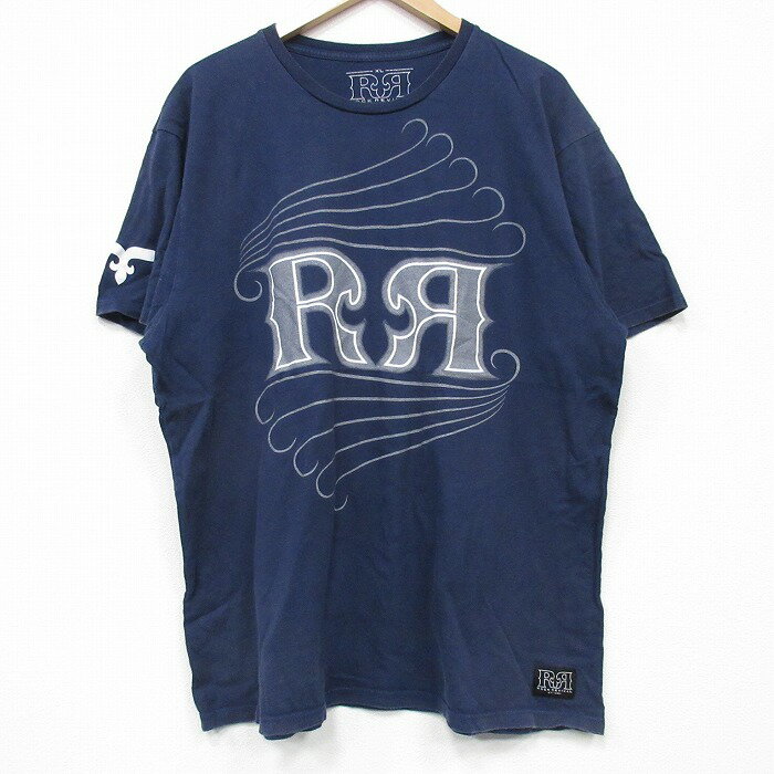 乐天商城 - 【中古】古着 半袖Tシャツ メンズ RR コットン クルーネック 丸首 USA製 アメリカ製 紺 ネイビー XLサイズ 中古 | 春夏 夏物 夏服 メンズファッション カットソー ティーシャツ ティシャツ メンズTシャツ 半袖Tシャツ 半袖ティーシャツ カジュアルTシャツ おしゃ