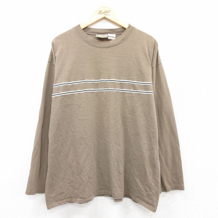 【中古】古着 ビューグルボーイ 90s 長袖Tシャツ メンズ XLサイズ ベージュ USA製 コットン クルーネック ヴィンテージ アメカジ 90年代 25sep03