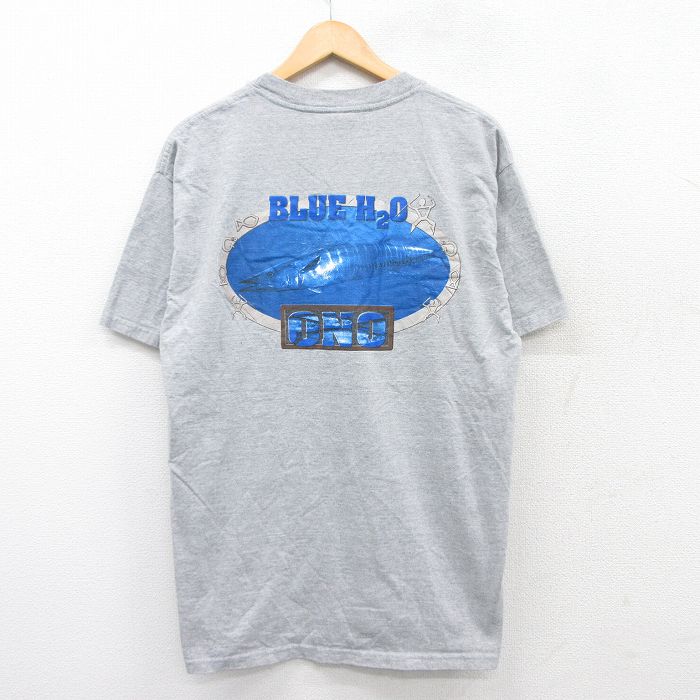 乐天商城 - 【中古】古着 半袖 ビンテージ ヴィンテージTシャツ メンズ 00年代 00s 魚 ONO SDH クルーネック 丸首 グレー 霜降り Lサイズ 中古 | 春夏 夏物 夏服 ヴィンテージTシャツ メンズファッション カットソー ティーシャツ ティシャツ メンズTシャツ 半袖Tシャツ 半袖