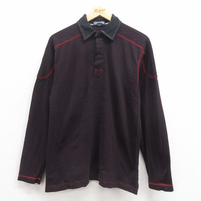 Rugger Shirt - 【中古】古着 ランズエンド 長袖 ブランド ラガーシャツ メンズ コットン エンジ系他 Sサイズ 小さいサイズ 中古 トップス | 春夏 春物 春服 秋冬 秋物 秋服 カジュアルシャツ メンズファッション 長袖シャツ おしゃれ カジュアル
