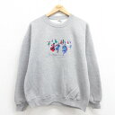 【中古】古着 長袖スウェット メンズ 00年代 00s スケート 刺繍 クルーネック 丸首 グレー 霜降り Lサイズ 中古 スエット トレーナー トップス | ...