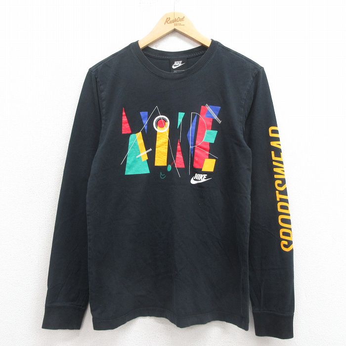 【中古】古着 ナイキ NIKE 長袖Tシャツ メンズ ビッグロゴ コットン クルーネック 丸首 黒 ブラック Mサイズ 中古 | 春夏 春物 春服 秋冬 秋物 秋服 メンズファッション ロンT カットソー ロンティー ロングT ロングTシャツ ロングティーシャツ ロング丈 長袖ティ