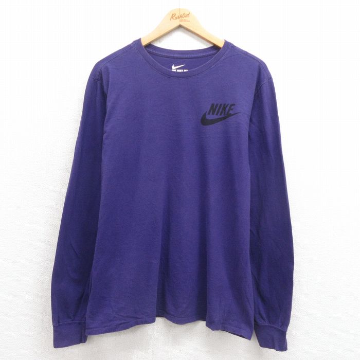 【中古】古着 ナイキ NIKE 長袖Tシャツ メンズ ワンポイントロゴ コットン クルーネック 丸首 紫 パープル Lサイズ 中古 | 春夏 春物 春服 秋冬 秋物 秋服 メンズファッション ロンT カットソー ロンティー ロングT ロングTシャツ ロングティーシャツ ロング丈 長