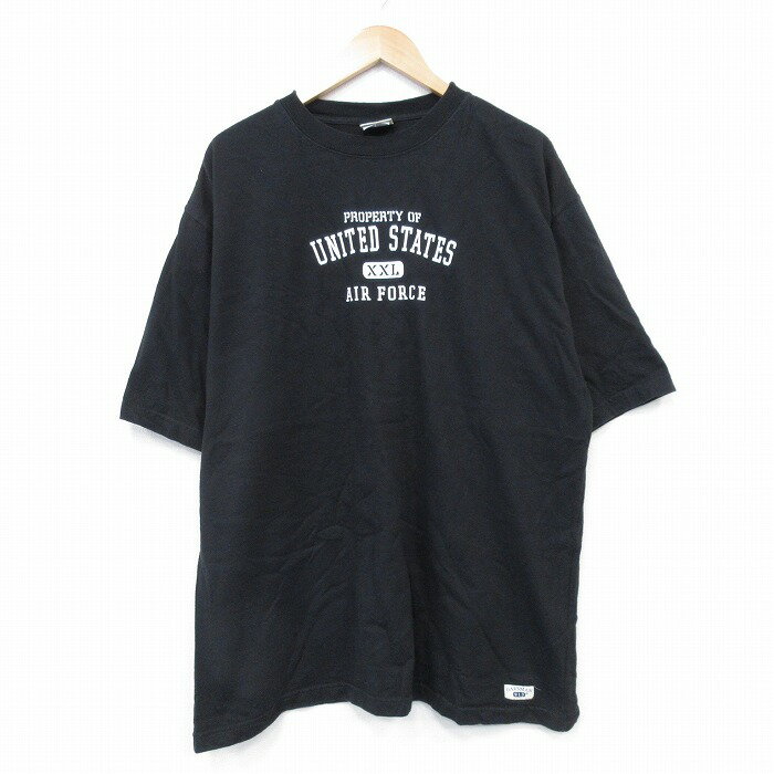 乐天商城 - 【中古】古着 半袖 ビンテージ ヴィンテージTシャツ メンズ 00年代 00s ミリタリー USエアフォース 大きいサイズ 2L LL ビッグシルエット ゆったり ビッグサイズ オーバーサイズ コットン クルーネック 丸首 黒 ブラック XLサイズ 中古 | 春夏 夏物 夏服 ヴィンテ 5OF