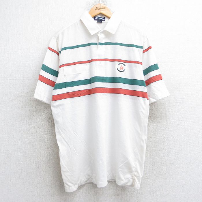 【中古】古着 半袖 ポロシャツ メンズ 00年代 00s WILLBROCK PLANTATION 白他 ホワイト XLサイズ 中古 トップス 春夏 春物 春服 夏物 夏服 カジュアルシャツ メンズファッション 半袖シャツ おしゃれ カジュアル